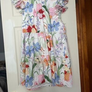 Floral Dress with Ruffled Sleeves